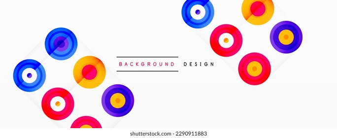 Eye-catching background of colorful circles of equal size arranged in abstract pattern. Circle boasts unique tone or hue, creating rainbow effect. Design has upbeat, contemporary feel
