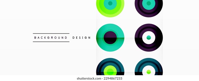 Eye-catching background of colorful circles of equal size arranged in abstract pattern. Circle boasts unique tone or hue, creating rainbow effect. Design has upbeat, contemporary feel