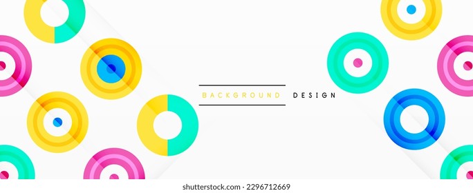 Eye-catching background of colorful circles of equal size arranged in abstract pattern. Circle boasts unique tone or hue, creating rainbow effect. Design has upbeat, contemporary feel