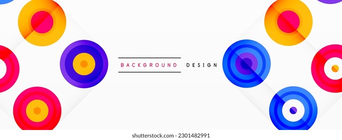 Eye-catching background of colorful circles of equal size arranged in abstract pattern. Circle boasts unique tone or hue, creating rainbow effect. Design has upbeat, contemporary feel