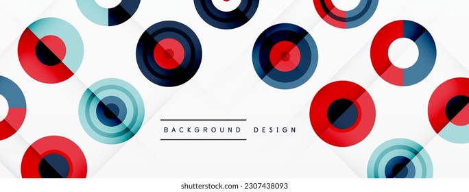 Eye-catching background of colorful circles of equal size arranged in abstract pattern. Circle boasts unique tone or hue, creating rainbow effect. Design has upbeat, contemporary feel