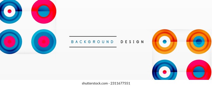 Eye-catching background of colorful circles of equal size arranged in abstract pattern. Circle boasts unique tone or hue, creating rainbow effect. Design has upbeat, contemporary feel