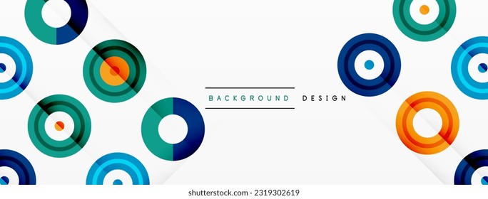 Eye-catching background of colorful circles of equal size arranged in abstract pattern. Circle boasts unique tone or hue, creating rainbow effect. Design has upbeat, contemporary feel