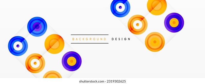 Fondo de atracción ocular de círculos coloridos de igual tamaño dispuestos en un patrón abstracto. El círculo ostenta un tono o tono único, creando un efecto arcoiris. El diseño tiene un ambiente contemporáneo y animado