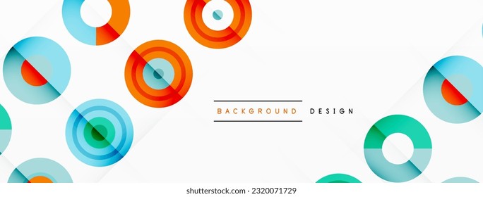 Eye-catching background of colorful circles of equal size arranged in abstract pattern. Circle boasts unique tone or hue, creating rainbow effect. Design has upbeat, contemporary feel