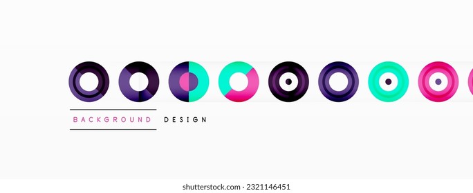 Eye-catching background of colorful circles of equal size arranged in abstract pattern. Circle boasts unique tone or hue, creating rainbow effect. Design has upbeat, contemporary feel