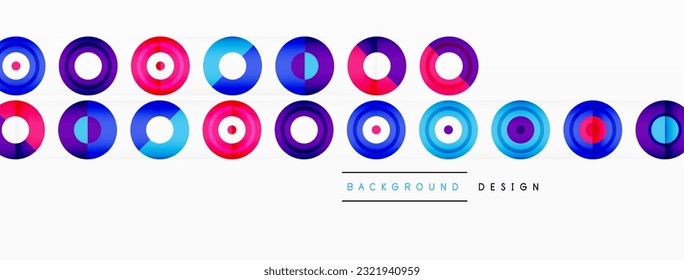 Eye-catching background of colorful circles of equal size arranged in abstract pattern. Circle boasts unique tone or hue, creating rainbow effect. Design has upbeat, contemporary feel