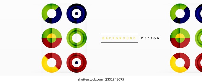 Eye-catching background of colorful circles of equal size arranged in abstract pattern. Circle boasts unique tone or hue, creating rainbow effect. Design has upbeat, contemporary feel