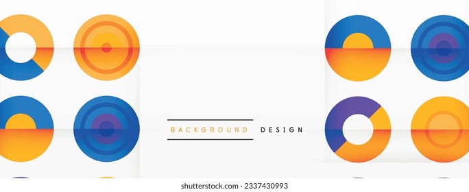 Eye-catching background of colorful circles of equal size arranged in abstract pattern. Circle boasts unique tone or hue, creating rainbow effect. Design has upbeat, contemporary feel