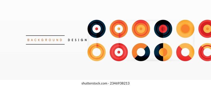 Eye-catching background of colorful circles of equal size arranged in abstract pattern. Circle boasts unique tone or hue, creating rainbow effect. Design has upbeat, contemporary feel
