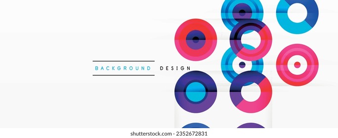 Eye-catching background of colorful circles of equal size arranged in abstract pattern. Circle boasts unique tone or hue, creating rainbow effect. Design has upbeat, contemporary feel