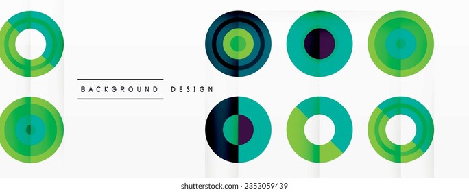 Eye-catching background of colorful circles of equal size arranged in abstract pattern. Circle boasts unique tone or hue, creating rainbow effect. Design has upbeat, contemporary feel