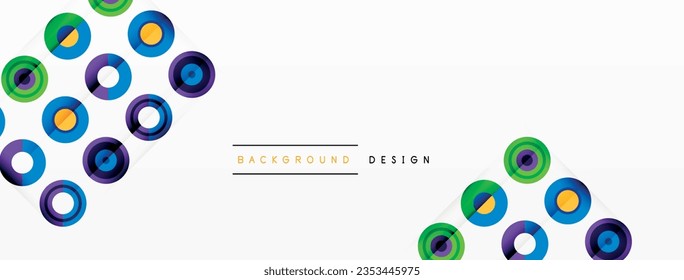 Eye-catching background of colorful circles of equal size arranged in abstract pattern. Circle boasts unique tone or hue, creating rainbow effect. Design has upbeat, contemporary feel