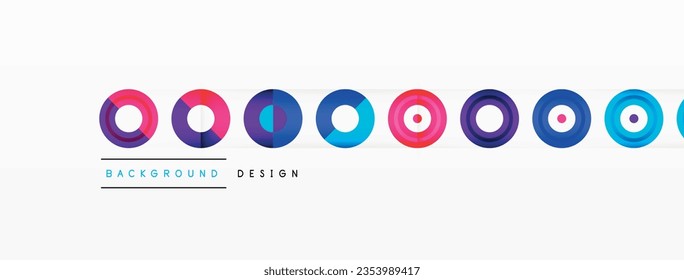 Eye-catching background of colorful circles of equal size arranged in abstract pattern. Circle boasts unique tone or hue, creating rainbow effect. Design has upbeat, contemporary feel