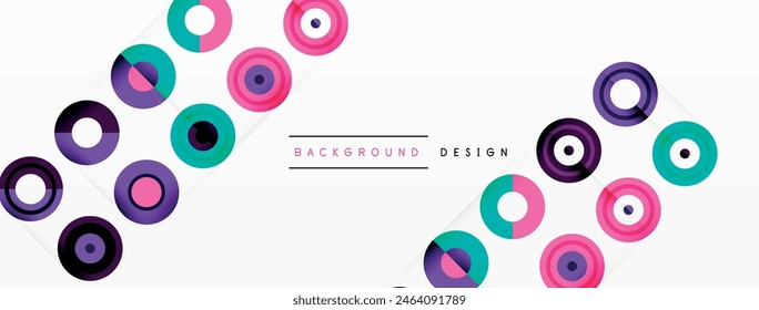 Eye-catching background of colorful circles of equal size arranged in abstract pattern. Circle boasts unique tone or hue, creating rainbow effect. Design has upbeat, contemporary feel