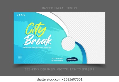 eye-catching banner abstract background vacation agency promotion with image replacement easy to edit ideal for travel marketing