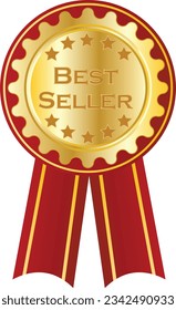 Eye-catching best seller badge graphic. Ideal for e-commerce, marketing materials, and product descriptions. Distinctive, modern, and fully customizable.