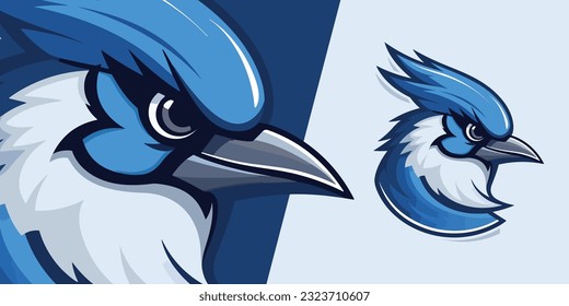 Logo-Maskottchen für Blaujay-Vogel-Eye-Catching: Atemberaubende Vektorgrafik für Wettbewerbssport