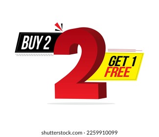 Eye-Catching Buy 2 Get 1 Free Sale Vector Design with Bold Typography