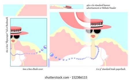 Eye-catching CHICK LIT Book Cover Designs in standard sizes, includes banner ads & bookmark, all layers labeled for easy editing. Let this bold, bright design capture your readers attention.