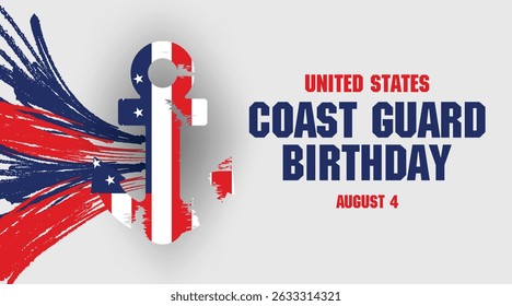Eye-catching Coast Guard Day design featuring abstract American flag and bold central anchor. A modern tribute for August 4 observance.