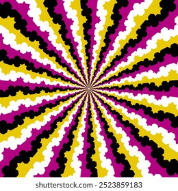 Eye-catching color circular pattern of decorative stripes. Psychedelic background design.