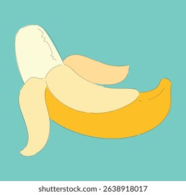 An EyeCatching and Colorful Cartoon Illustration of a Banana with Its Peels Exposed