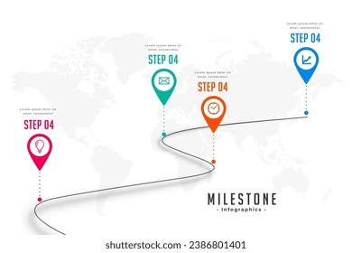 eye-catching four step infographic milestone template with success path vector