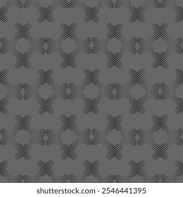 An eyecatching grayscale abstract pattern features a variety of symmetrical shapes and intricate textures