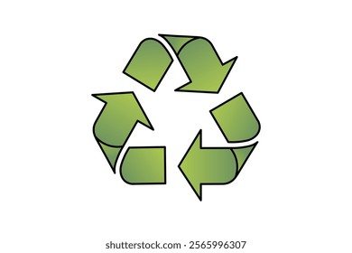 Eye-Catching Green Arrows Illustrating Recycle Symbol in Eco Revolution Vector Design, Green Recycling Symbol, green arrows, eco-friendly, environmental graphic, recycling icon, circular economy