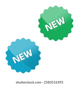 Eye-catching green and blue "New" labels perfect for promoting new arrivals and offers.