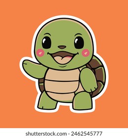 Eye-Catching Happy Tortoise Vector Perfect for Stickers Branding