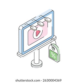 An eye-catching isometric icon of billboard video ad