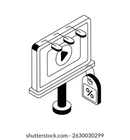 An eye-catching isometric icon of billboard video ad