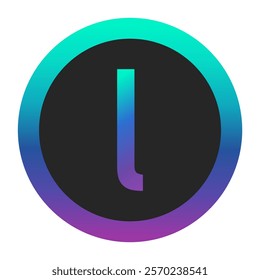 Eye-catching lowercase letter “l” in vivid gradient tones, outlined with a stylish circular gradient border. A versatile vector graphic for logos, branding, or creative themes.