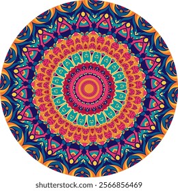 Eye-Catching Mandala Design with Interlocking Patterns and Colorful Details