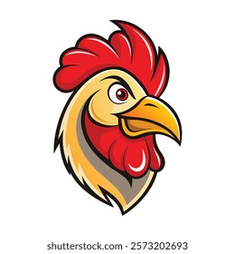 Eye-Catching Mascot Logo of Colored Rooster Head
