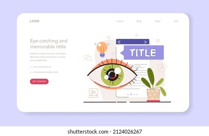 Eye-catching and memorable title. Social media content manager guidance. How create visual content. Digital promotion technology. Flat vector illustration