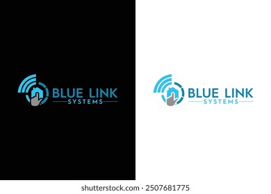 An eye-catching and modern logo that captures the essence of blue link systems, combining sleek lines and vibrant colors to represent [key feature or value of the blue link