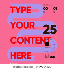 An eye-catching poster design with layered typography in bold red and blue over a vibrant pink background, perfect for modern and creative presentations.