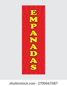 Llamativa bandera rectangular para Empanadas, perfecta para puestos de comida, ferias y eventos de restaurantes al aire libre.
