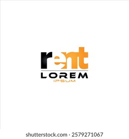 Eye-catching rental business logo featuring bold typography and a sleek black and orange gradient. Ideal for property rentals.