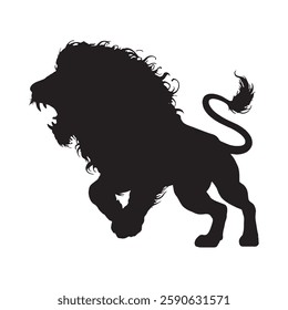 Eye-Catching Roaring Lion Silhouette for Modern and Trendy Projects - Lion Vector - Lion Icon
