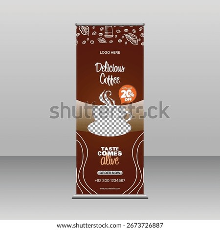 Eye-catching roll-up banners and x standee banner perfect for Coffee Shop rollup design template