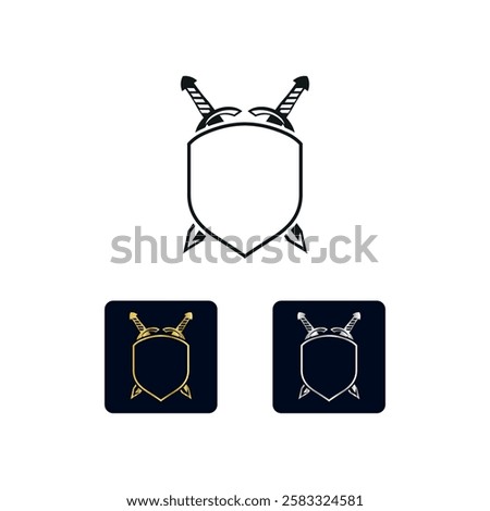 Eye-catching shield with crossed swords, symbolizing protection, strength, and battle. Perfect for gaming logos, medieval themes, security branding, and knight-inspired designs.