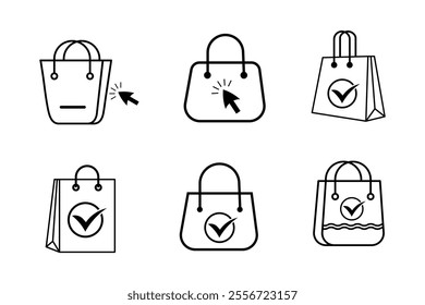 Eye-Catching Shopping Bags Market Icon Illustration for Attention-Grabbing Ads, shopping, bags, market, icon, purchase, consumer, store, sale, product, package, cart, silhouette, carry, display