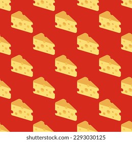 Eye-catching square tile with a cheerful food print. Seamless pattern with cheese  on yellow (ncs) background. Design for websites to create an engaging user experience.