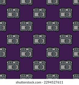 Eye-catching square tile with a cheerful food print. Seamless pattern with oven on icterine background. Design for a paisley fabric.