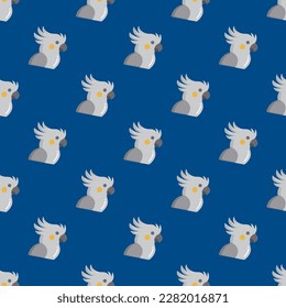 Eye-catching square tile displaying a delightful animal image. Seamless pattern with parrot on usafa blue background. Design for a website background with an animal image.