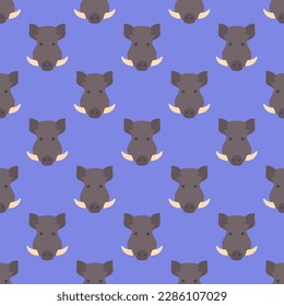 Eye-catching square tile displaying a delightful animal image. Seamless pattern with boar on white smoke background. Design for a set of posters with animal silhouettes.